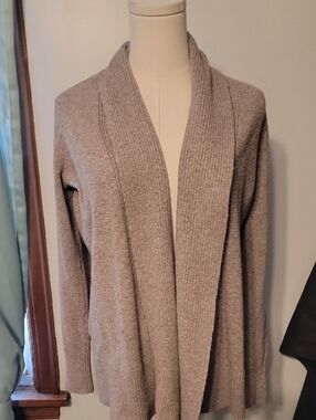 Cozy Open-Front Shawl Collar Sweater Cardigan - Taupe